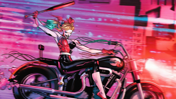 Harley Quinn Bike Ride 4k Wallpaper