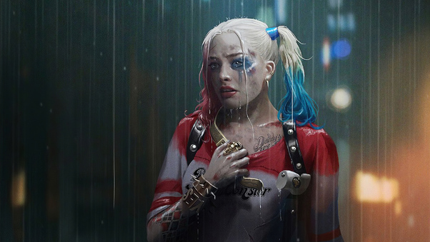 Harley Quinn In Rain Wallpaper