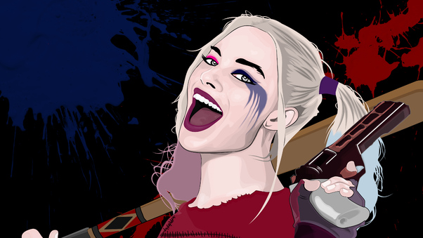 Harley Quinn Vector Portrait Wallpaper