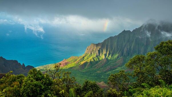 Hawaii Kauai Pacific Ocean Clouds Mountains 4k Wallpaper