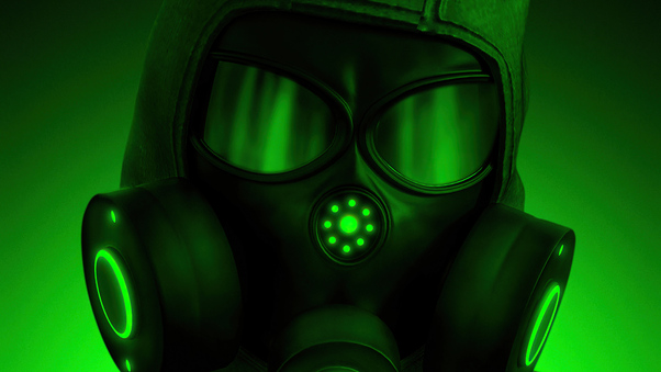 Hazardous Mask Green 5k Wallpaper