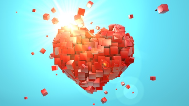 Heart Explosion Love Red Abstract Valentine Day Wallpaper