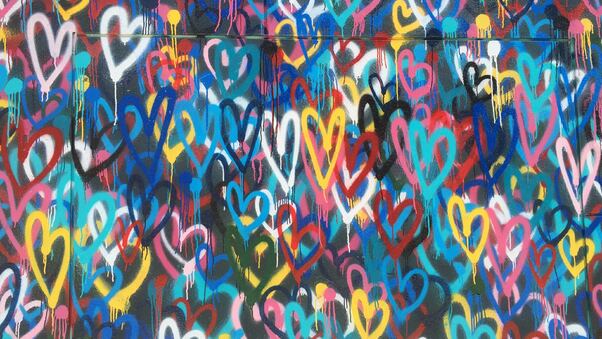 Heart Painted Wall 4k Wallpaper