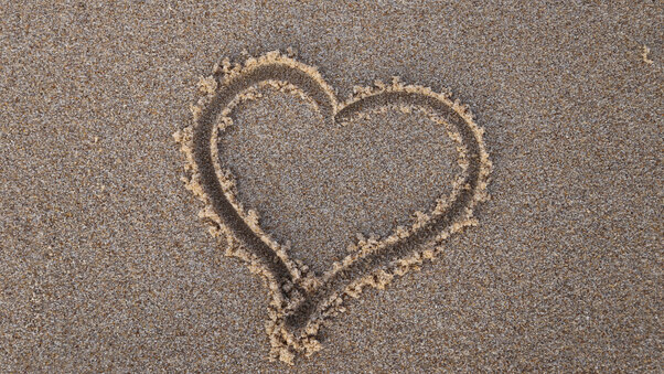 Heart Sand Beach Wallpaper