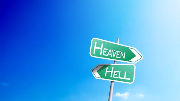 Heaven Or Hell Sign Board Wallpaper