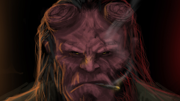 Hellboy Smoking Cigarette Wallpaper