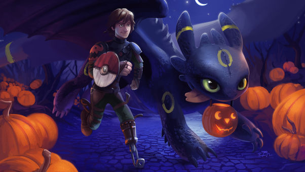 Hiccup And Toothless Artwork Wallpaper