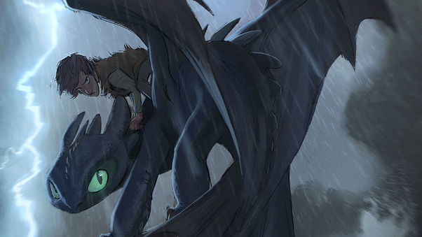 Hiccup And Toothless Digital Art Wallpaper
