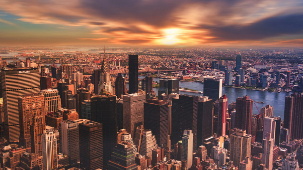 High Angle View Of Cityscape Against Cloudy Sky New York (3000x2000) Resolution Wallpaper
