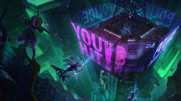Hologram City Cyberpunk 8k Wallpaper