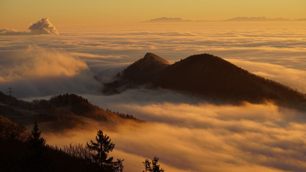 Homberg Clouds Sea Of Fog Wallpaper
