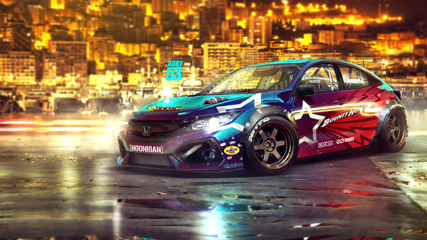 Honda Colorful Digital Art 4k Wallpaper