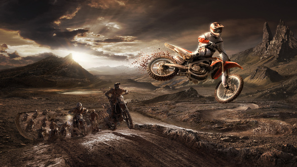 HONDA CRF 450R Riders Jumping From The Sand Mud Wallpaper