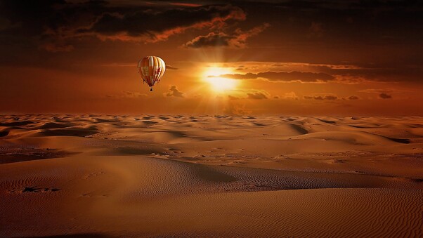Hot Air Balloon Desert Wallpaper