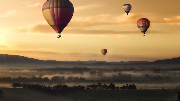 Hot Air Balloons Floating 5k Wallpaper