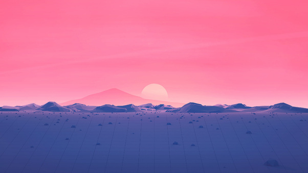 Hotizons Sunset Polygon Surface Mountains 4k Minimalism Wallpaper