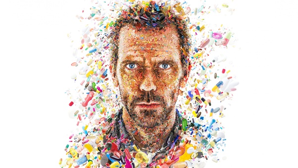 Hugh Laurie In House Tv Show Abstract Artwork 8k Wallpaper