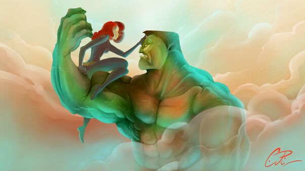 Hulk And Black Widow Artwork Wallpaper