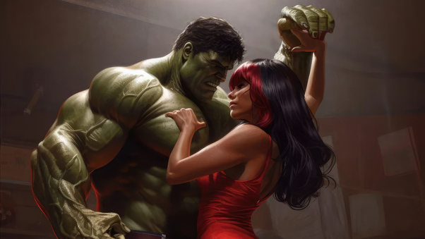 Hulk And Red She Hulk In Love 4k Wallpaper