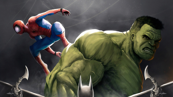 Hulk And Spider Man Art Wallpaper