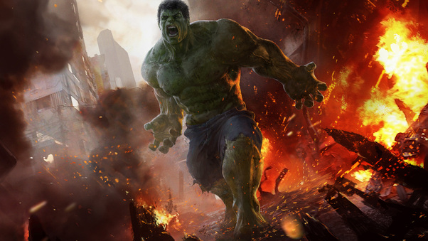 Hulk Doing Destruction Artwork Wallpaper
