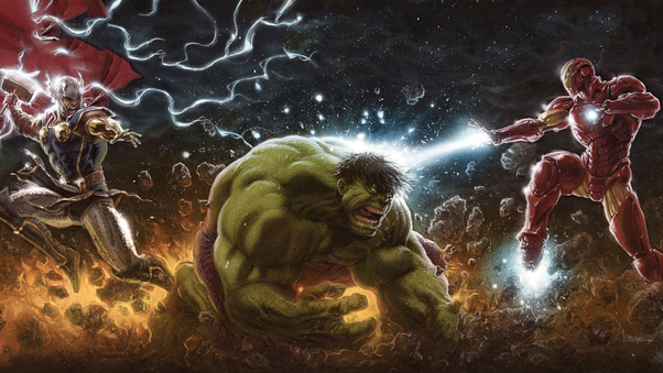 Hulk Thor Iron Man Artwork 4k Wallpaper