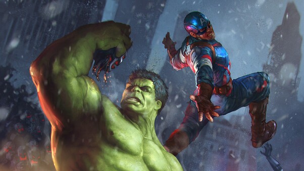 Hulk V Captain America Wallpaper