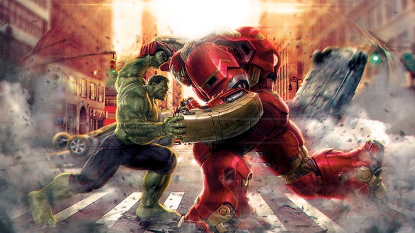 Hulk Vs Iron Hulkbuster Artwork Wallpaper