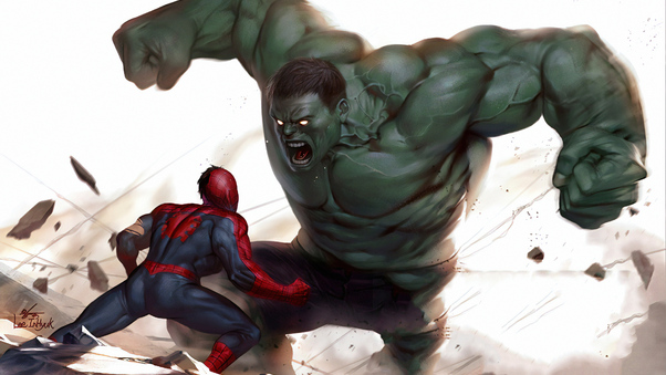 Hulk Vs Spiderman 4k Art Wallpaper