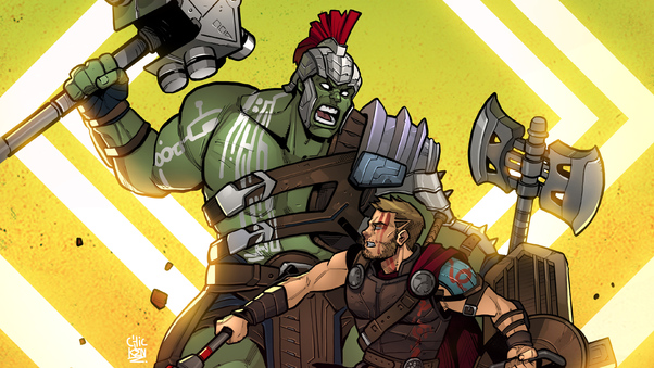 Hulk Vs Thor Art 4k Wallpaper