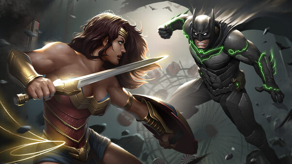 Injustice 2 Batman Wonder Woman Artwork Wallpaper