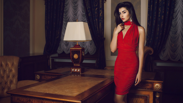 Irina Dreyt Red Dress 4k Wallpaper