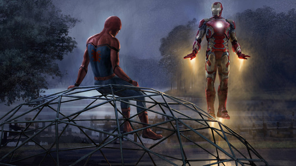 Iron Man And Spiderman 5k Artwork Wallpaper