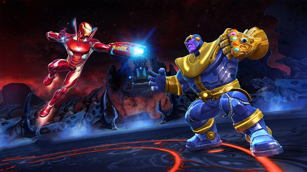 Iron Man And Thanos Marvel Contest Of Champions Wallpaper