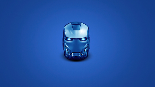 Iron Man Blue Helmet Minimal 4k Wallpaper