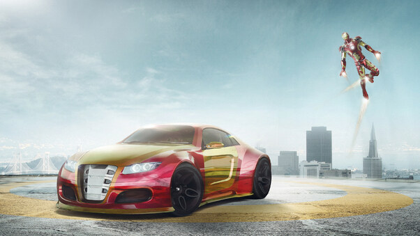 Iron Man Car 4k Artwork Wallpaper