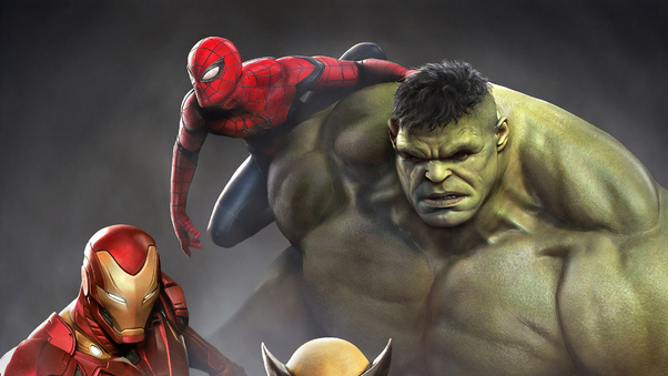 Iron Man Hulk Spiderman Wolverine 4k Wallpaper