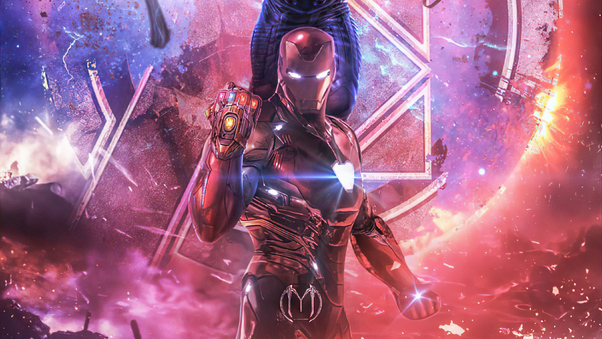 Iron Man Infinity Gauntlet Stones Artwork Wallpaper