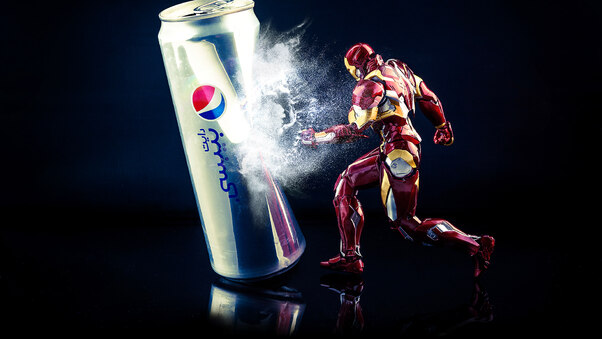 Iron Man Kicking Pepsi Can Wallpaper
