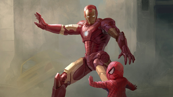 Iron Man Little Spidey Wallpaper