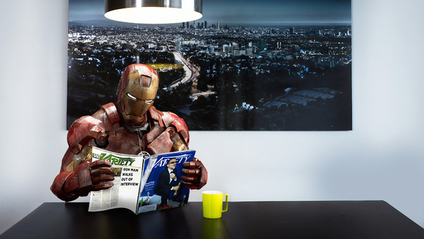 Iron Man Reading Magazine Wallpaper