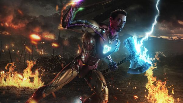 Iron Man Stormbreaker With Infinity Gauntlet Wallpaper