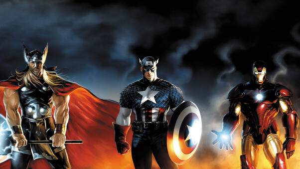 Iron Man Thor Captain America Artwork Wallpaper