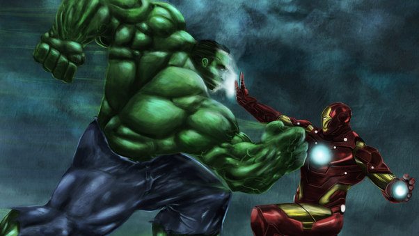 Iron Man Vs Hulk Art Wallpaper