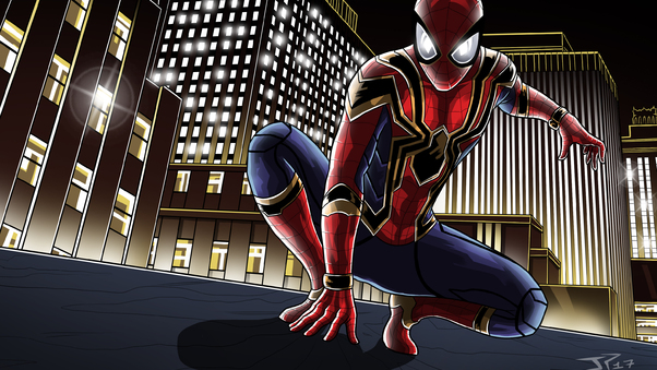 Iron Spider Suit In Avengers Infinity War Artwork Wallpaper