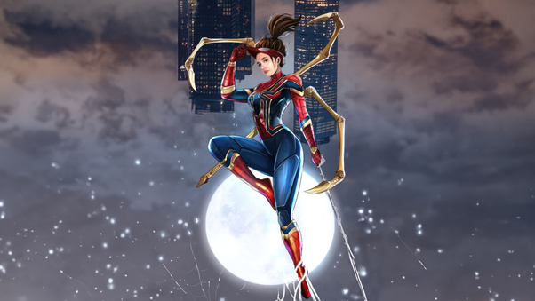 Iron Spider Woman Night Crawl Wallpaper