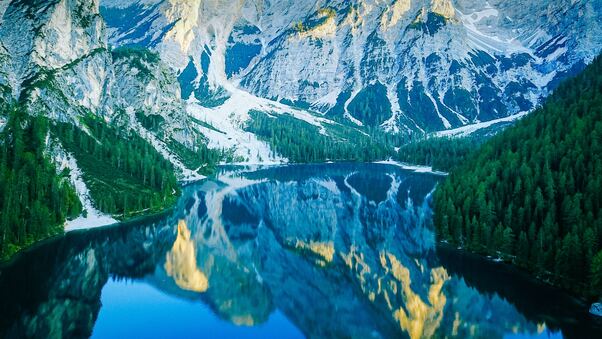 Italian Mountains Lake Reflection 4k Wallpaper