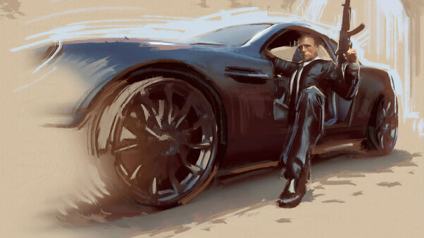 James Bond Car Art Wallpaper
