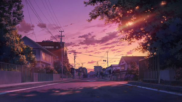 Japan House Orange Sky Calm (2560x1440) Resolution Wallpaper