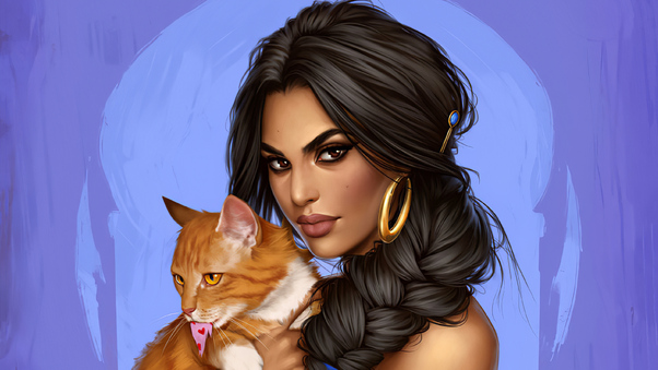 Jasmine With Cat 4k Wallpaper